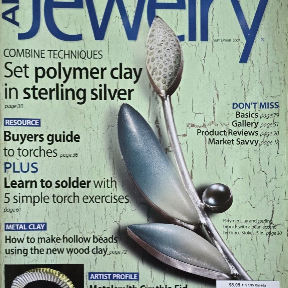 Art Jewelry Magazine September 2007 Set Polymer Clay In Sterling Silver